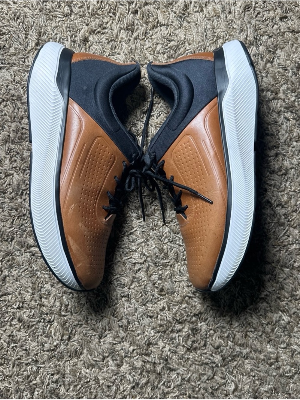 Johnston & Murphy Brown and Black Leather-Trim Sneakers